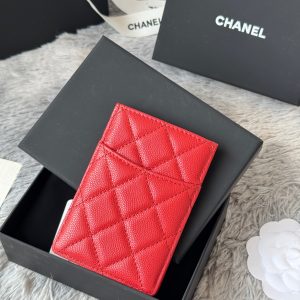 CC Carld Holder Red Grain Calfskin 242690