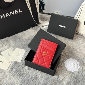 CC Carld Holder Red Grain Calfskin 242690