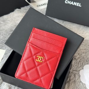 CC Carld Holder Red Grain Calfskin 242690
