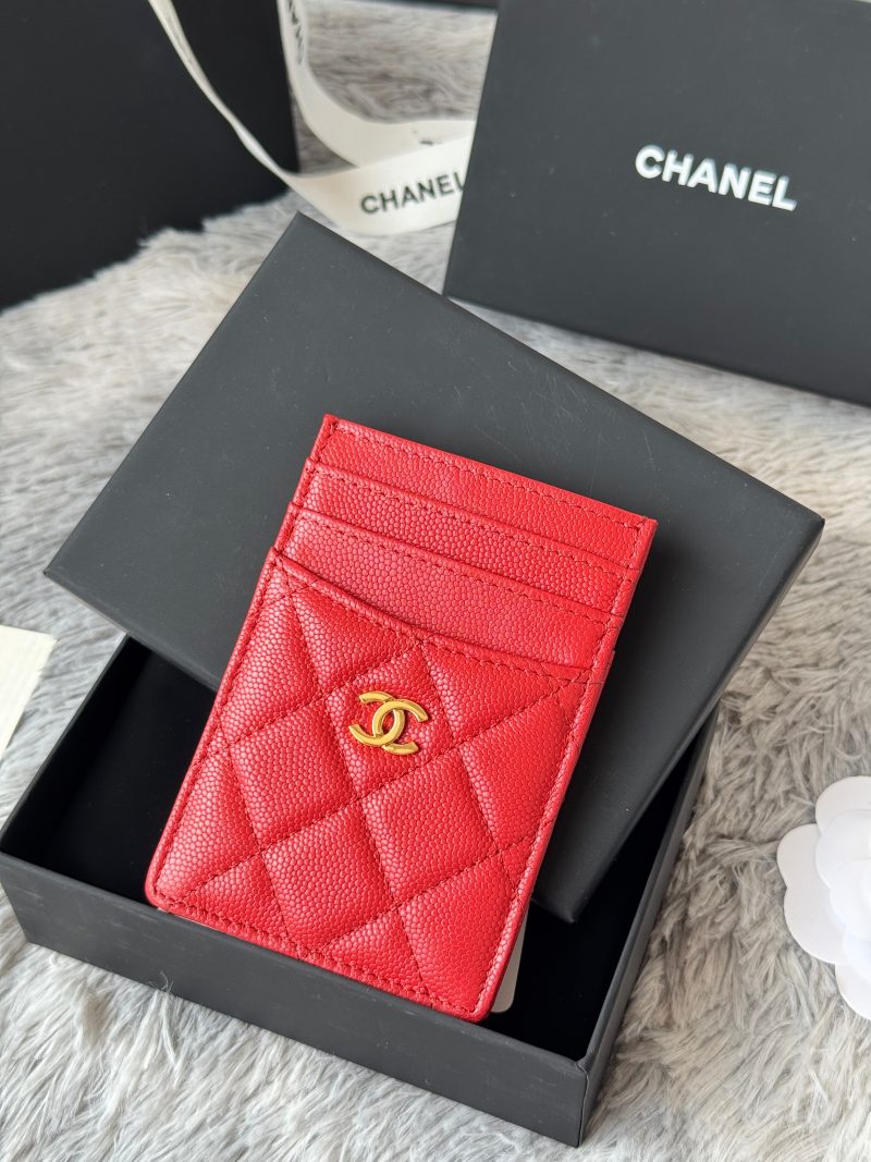 CC Carld Holder Red Grain Calfskin 242690