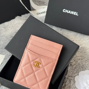 CC Carld Holder Light Pink Grain Calfskin 242692