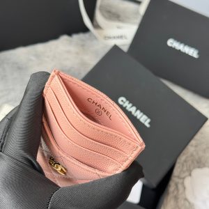 CC Carld Holder Light Pink Grain Calfskin 242692