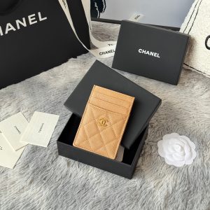 CC Carld Holder Beige Grain Calfskin 242694