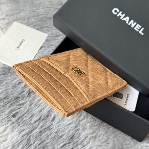 CC Carld Holder Beige Grain Calfskin 242694