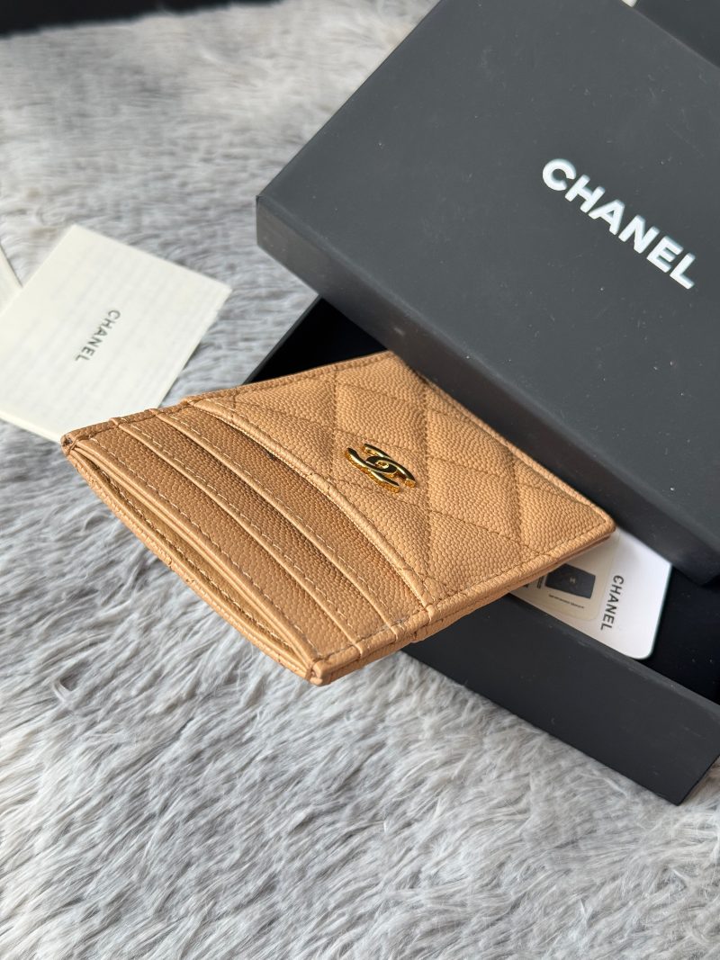 CC Carld Holder Beige Grain Calfskin 242694