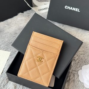 CC Carld Holder Beige Grain Calfskin 242694