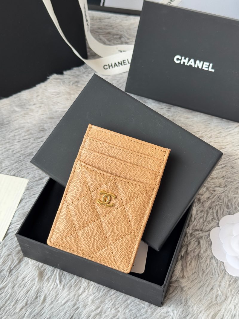 CC Carld Holder Beige Grain Calfskin 242694