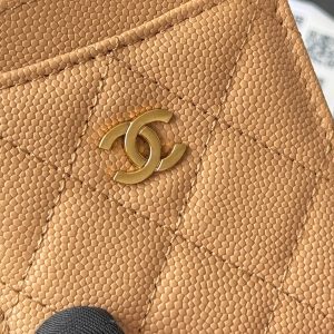 CC Carld Holder Beige Grain Calfskin 242694