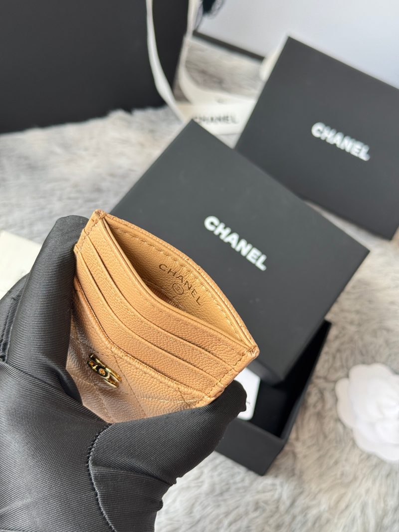 CC Carld Holder Beige Grain Calfskin 242694