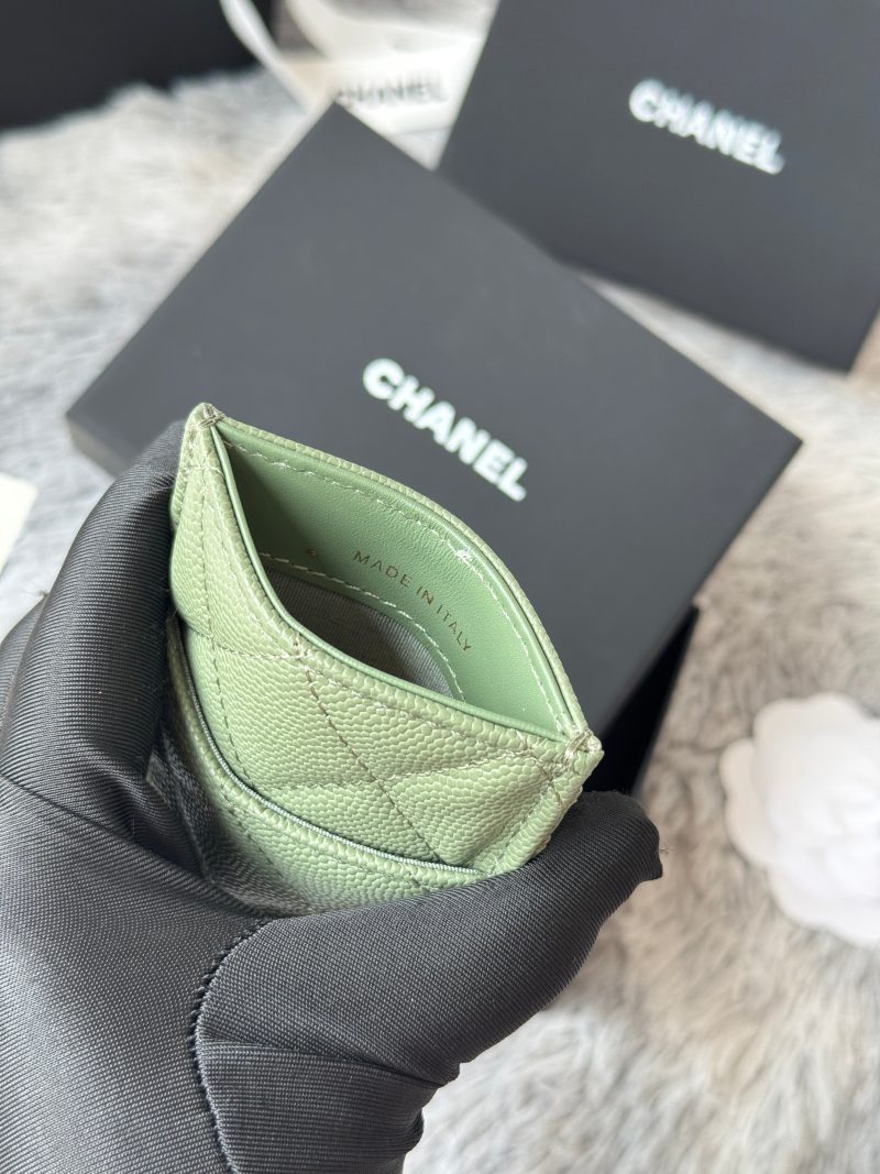 CC Carld Holder Olive Green Grain Calfskin 242696