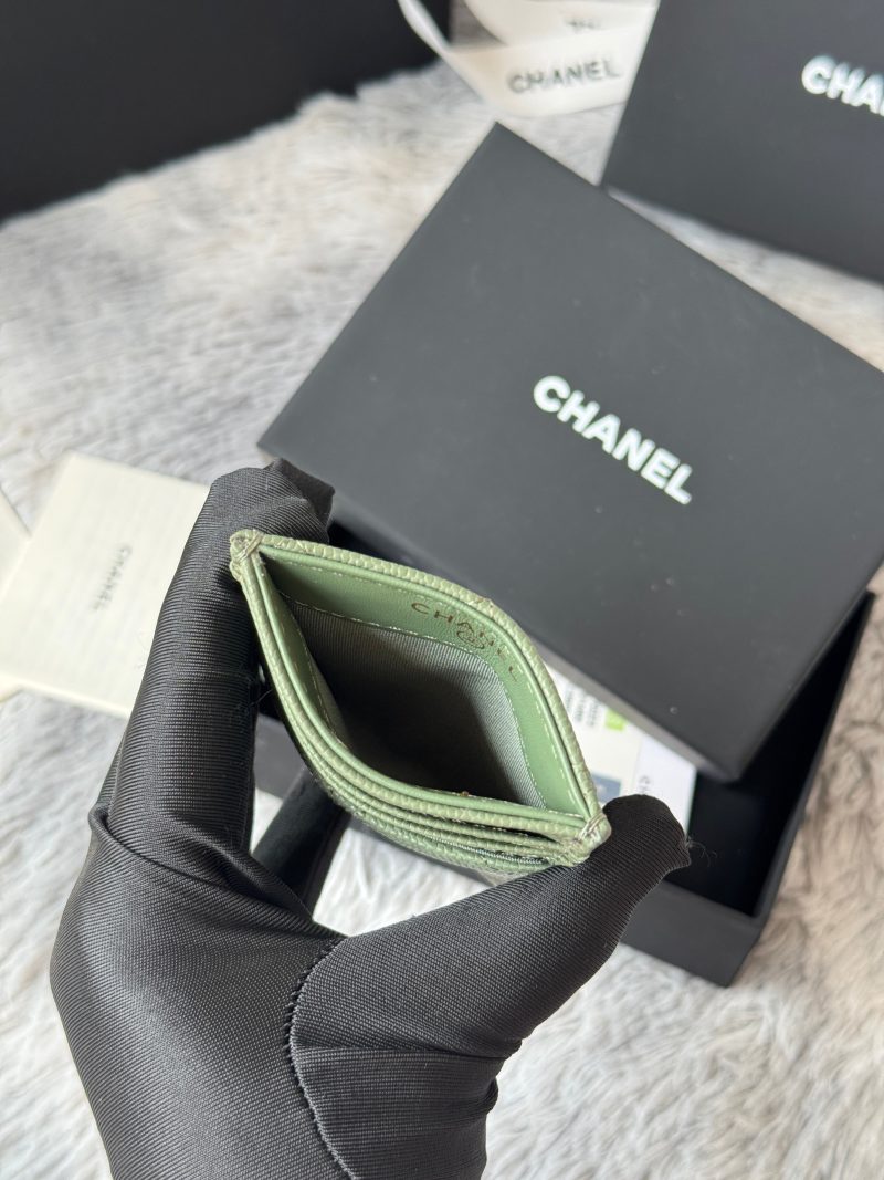 CC Carld Holder Olive Green Grain Calfskin 242696