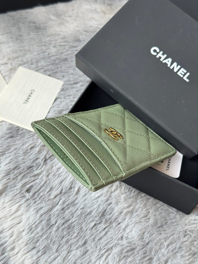 CC Carld Holder Olive Green Grain Calfskin 242696