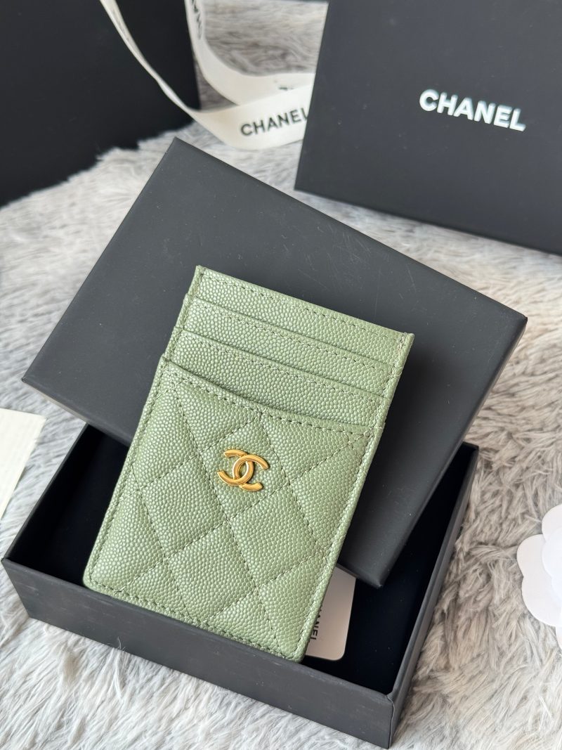 CC Carld Holder Olive Green Grain Calfskin 242696