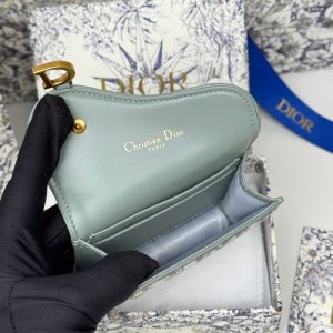 CD Saddle Lotus Wallet 10.5cm Grayish Jacquard GHW