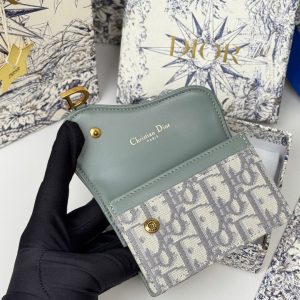 CD Saddle Lotus Wallet 10.5cm Grayish Jacquard GHW