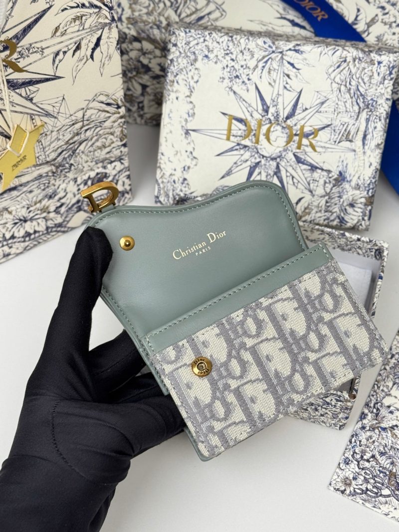 CD Saddle Lotus Wallet 10.5cm Grayish Jacquard GHW