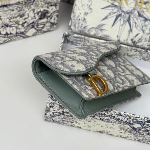 CD Saddle Lotus Wallet 10.5cm Grayish Jacquard GHW