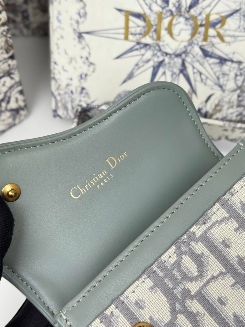 CD Saddle Lotus Wallet 10.5cm Grayish Jacquard GHW