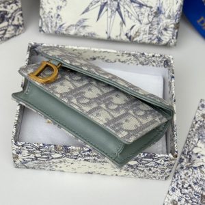 CD Saddle Lotus Wallet 10.5cm Grayish Jacquard GHW