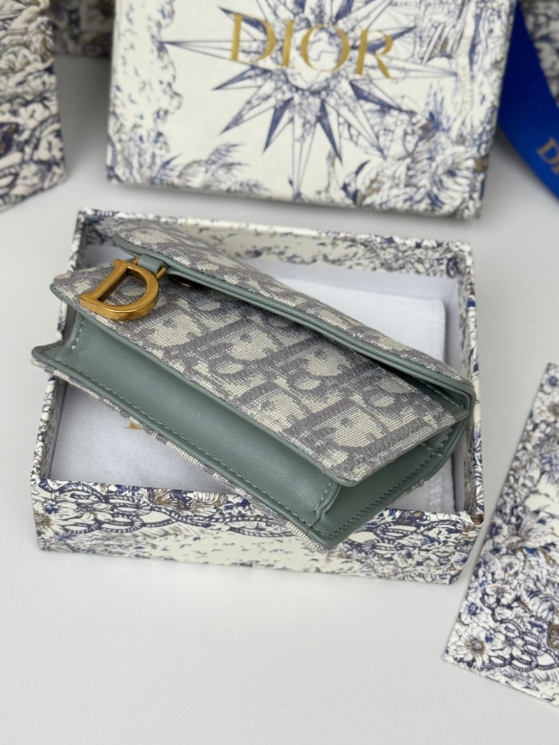 CD Saddle Lotus Wallet 10.5cm Grayish Jacquard GHW