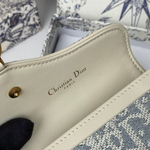 CD Saddle Lotus Wallet 10.5cm White Grey Jacquard GHW
