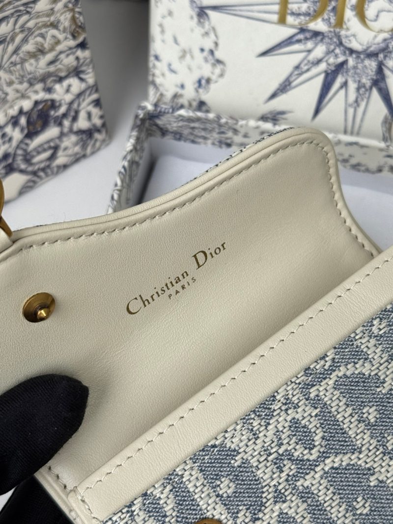 CD Saddle Lotus Wallet 10.5cm White Grey Jacquard GHW