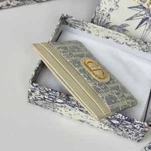 CD 30 Montaigne Freesia Card Holder 10cm White Grey Jacquard