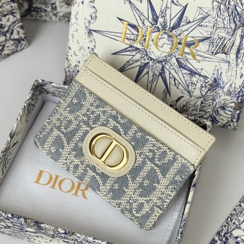 CD 30 Montaigne Freesia Card Holder 10cm White Grey Jacquard