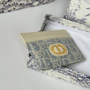CD 30 Montaigne Freesia Card Holder 10cm White Grey Jacquard