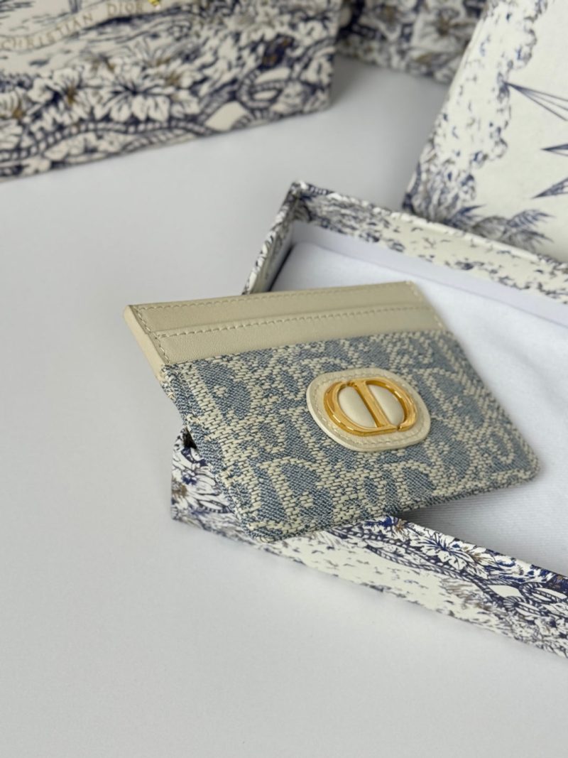 CD 30 Montaigne Freesia Card Holder 10cm White Grey Jacquard