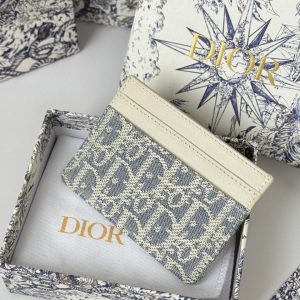 CD 30 Montaigne Freesia Card Holder 10cm White Grey Jacquard