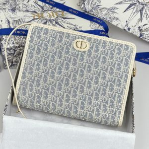 CD 30 Montaigne Dea Pouch 26cm White Blue Jacquard 258615