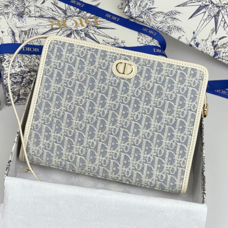 CD 30 Montaigne Dea Pouch 26cm White Blue Jacquard 258615