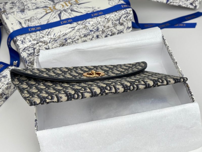 CD 30 Montaigne Avenue Pouch with Flap 30cm Blue Jacquard