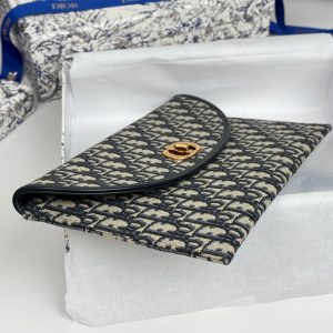 CD 30 Montaigne Avenue Pouch with Flap 30cm Blue Jacquard