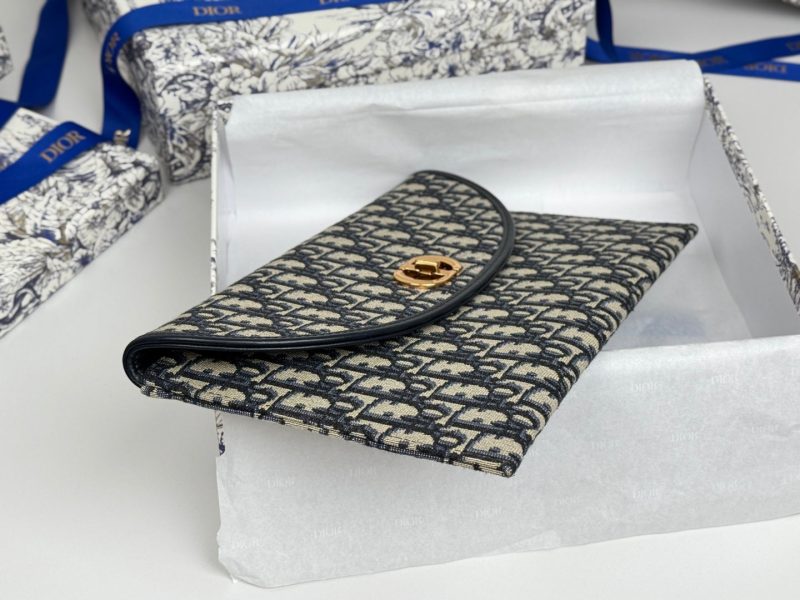 CD 30 Montaigne Avenue Pouch with Flap 30cm Blue Jacquard
