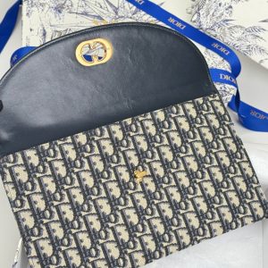 CD 30 Montaigne Avenue Pouch with Flap 30cm Blue Jacquard
