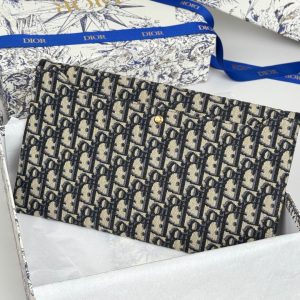 CD 30 Montaigne Avenue Pouch with Flap 30cm Blue Jacquard