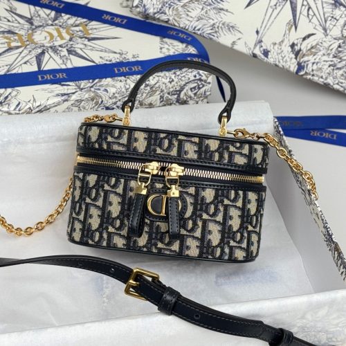 CD 30 Montaigne Mini Vanity Case 16.5cm Blue Jacquard