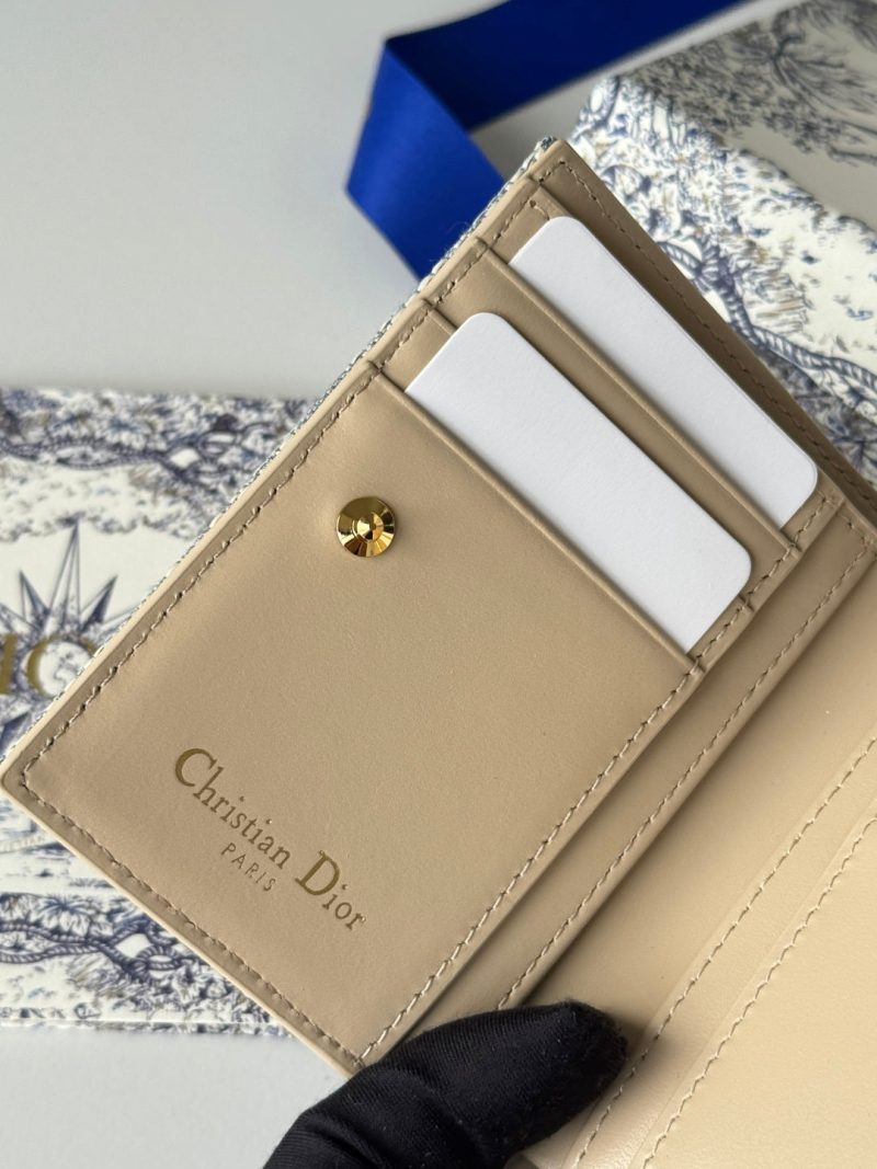 CD 30 Montaigne Dahlia Wallet 12cm Grey Beige Fabric & Calfskin Jacquard