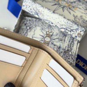 CD 30 Montaigne Dahlia Wallet 12cm Grey Beige Fabric & Calfskin Jacquard