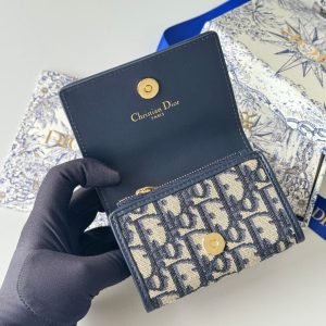 CD 30 Montaigne Glycine Wallet 11cm Blue Jacquard