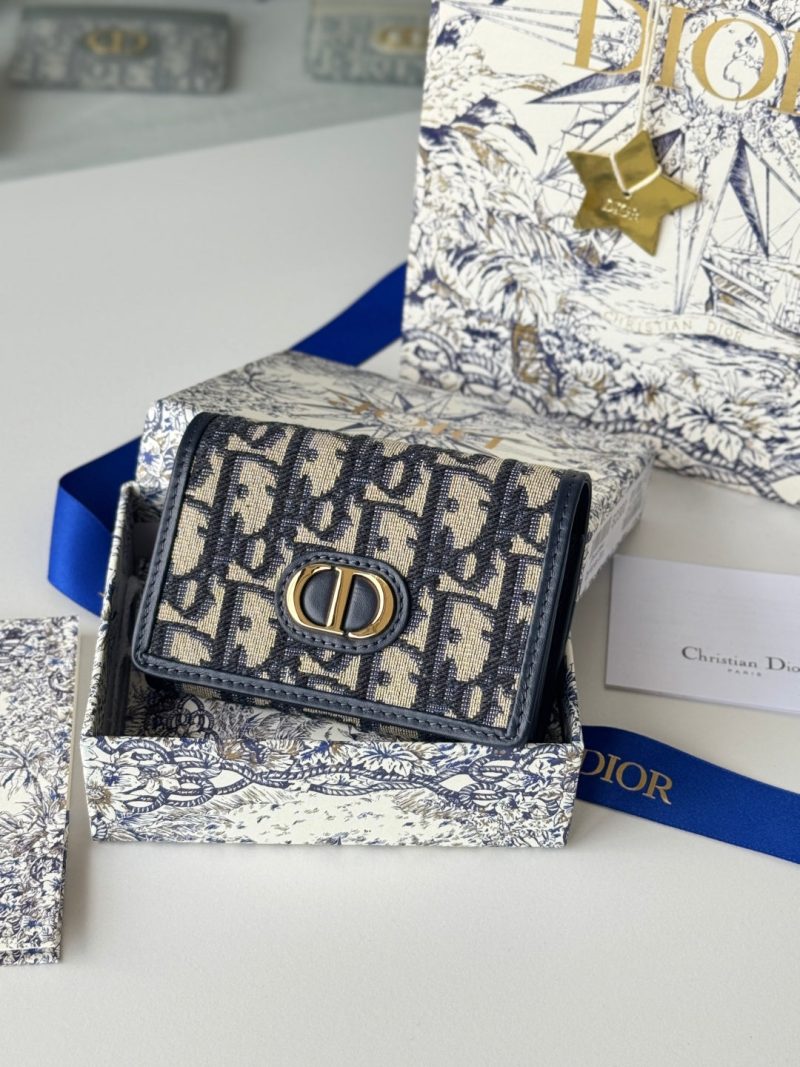 CD 30 Montaigne Glycine Wallet 11cm Blue Jacquard