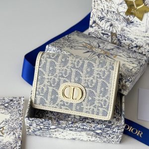 CD 30 Montaigne Glycine Wallet 11cm White Grey Jacquard