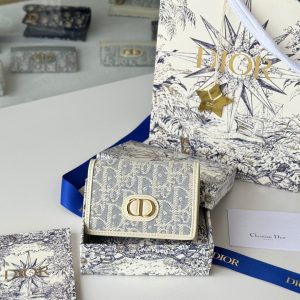 CD 30 Montaigne Glycine Wallet 11cm White Grey Jacquard