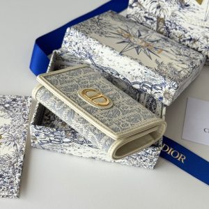 CD 30 Montaigne Glycine Wallet 11cm White Grey Jacquard