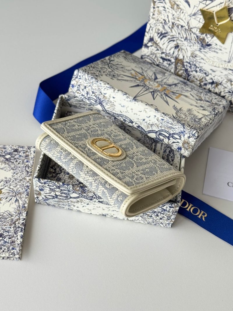 CD 30 Montaigne Glycine Wallet 11cm White Grey Jacquard