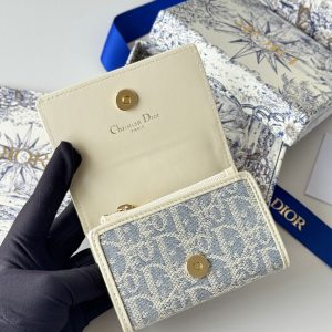 CD 30 Montaigne Glycine Wallet 11cm White Grey Jacquard