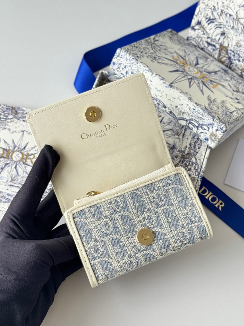 CD 30 Montaigne Glycine Wallet 11cm White Grey Jacquard