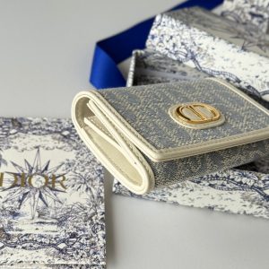 CD 30 Montaigne Glycine Wallet 11cm White Grey Jacquard